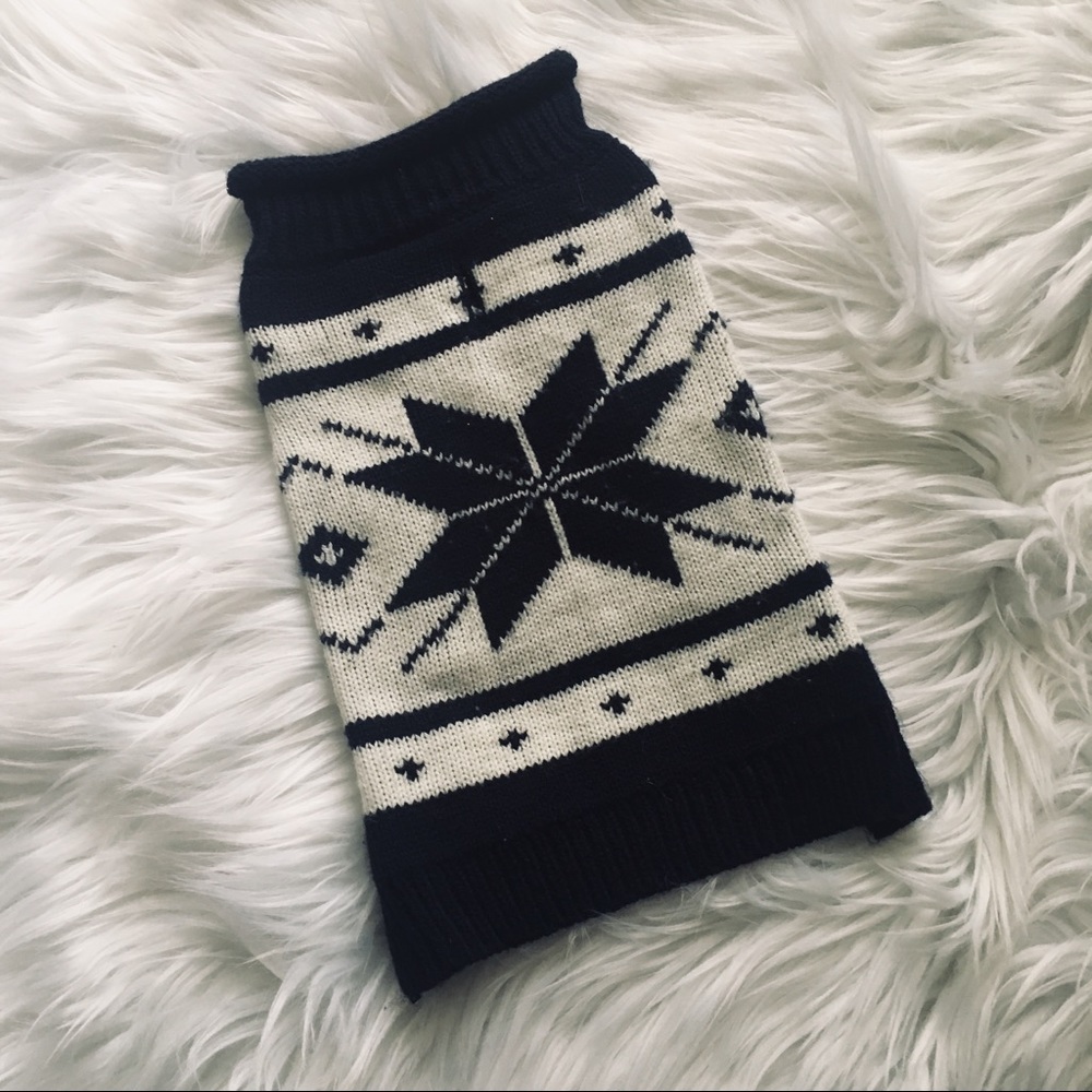 Pup/kitty winter sweater - XS white/navy blue
